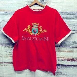 Vintage 90s Womens Rolled Sleeve Sailing T Shirt Jamestown marina Gear Sports L